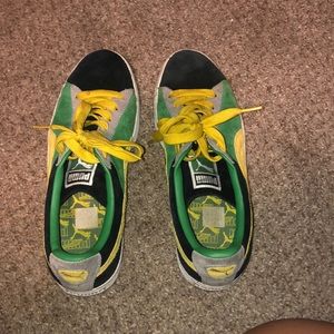 Yellow , green , (&) black Suede pumas
